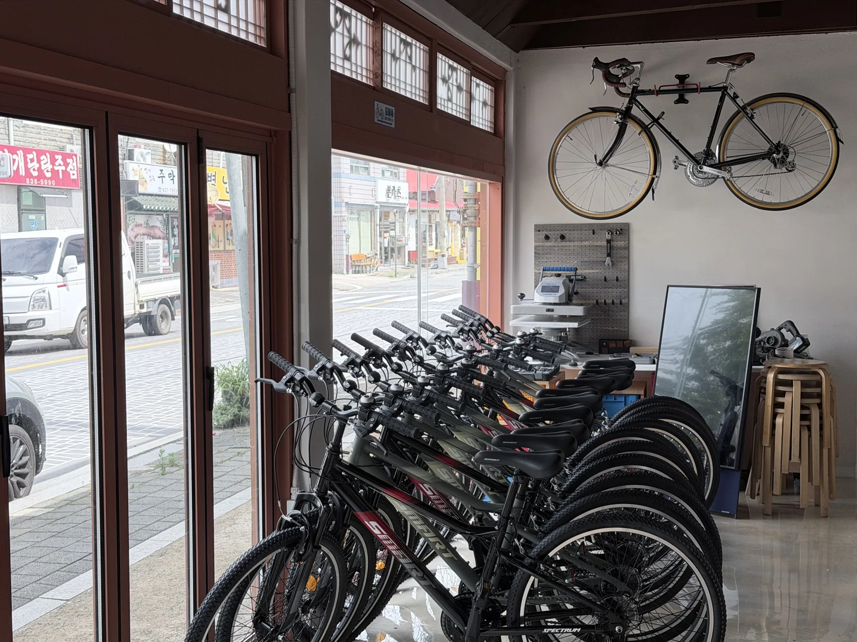 Bicycles and repair tools, ready for another journey